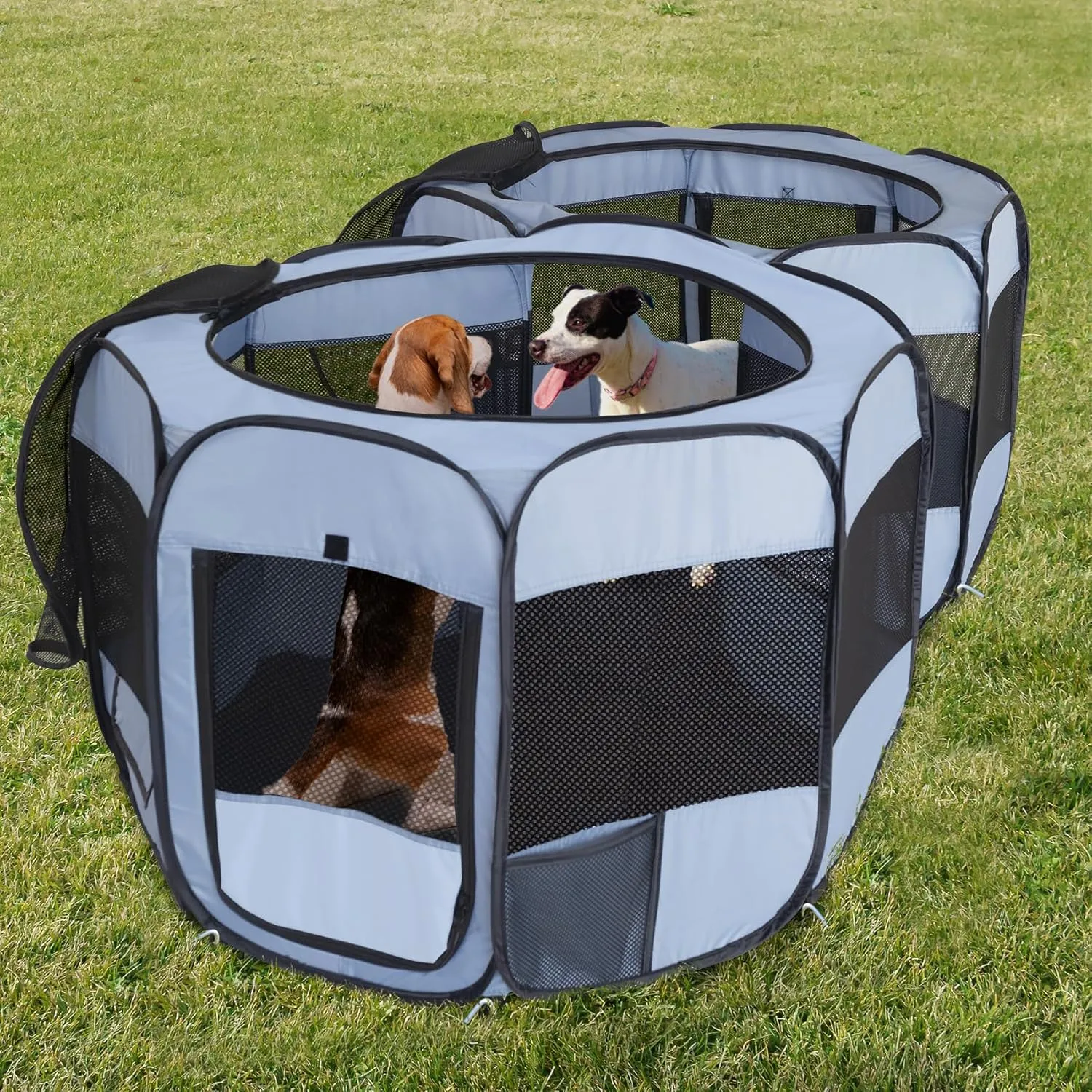 2-in-1 XLarge Pop Up Dog Playpen, 90"x45"x28"H Cat Puppy Pet Playpen, Indoor Outdoor Cats Enclosed, Cat Tent Crate Cage Kennel, Portable Playpen for Kitten and Small Animals(No Divider, Unified Space)