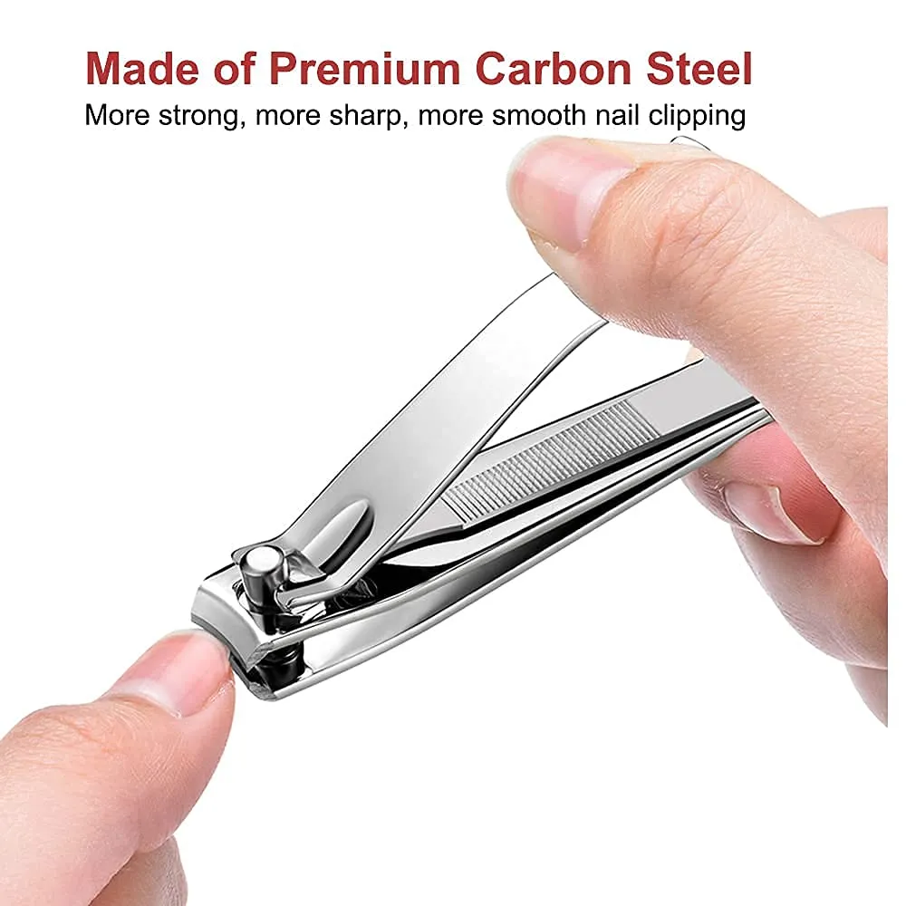2 Pack Curved Blades Nail Clippers, Thick Fingernail Toenail Trimmer with Effortless Handle and Integrated File Silver 2pk