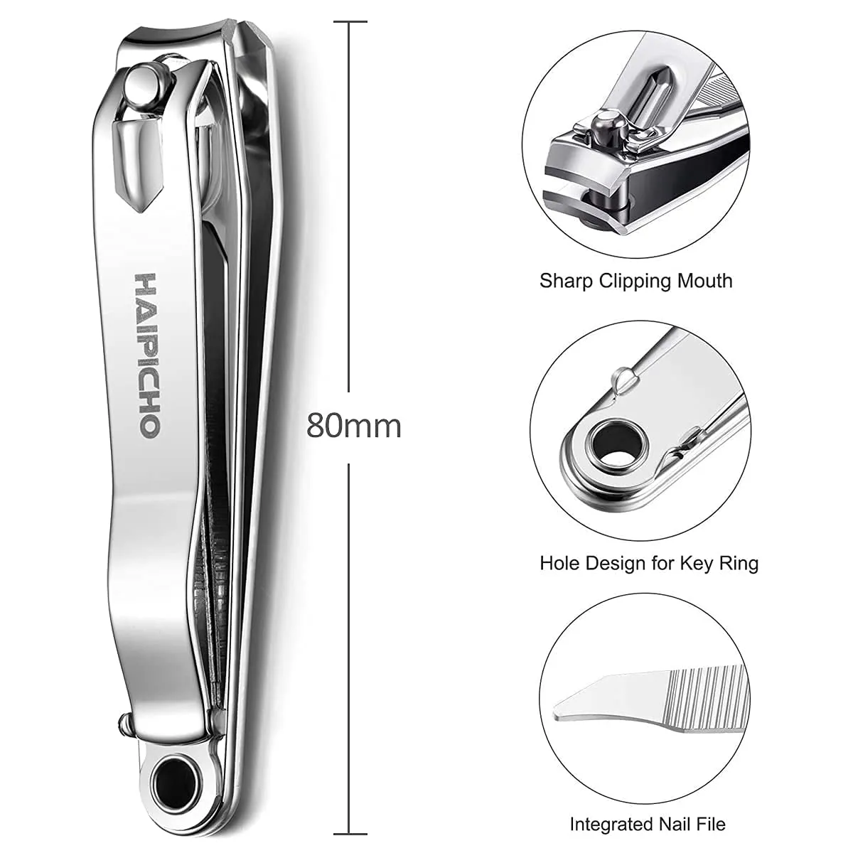 2 Pack Curved Blades Nail Clippers, Thick Fingernail Toenail Trimmer with Effortless Handle and Integrated File Silver 2pk