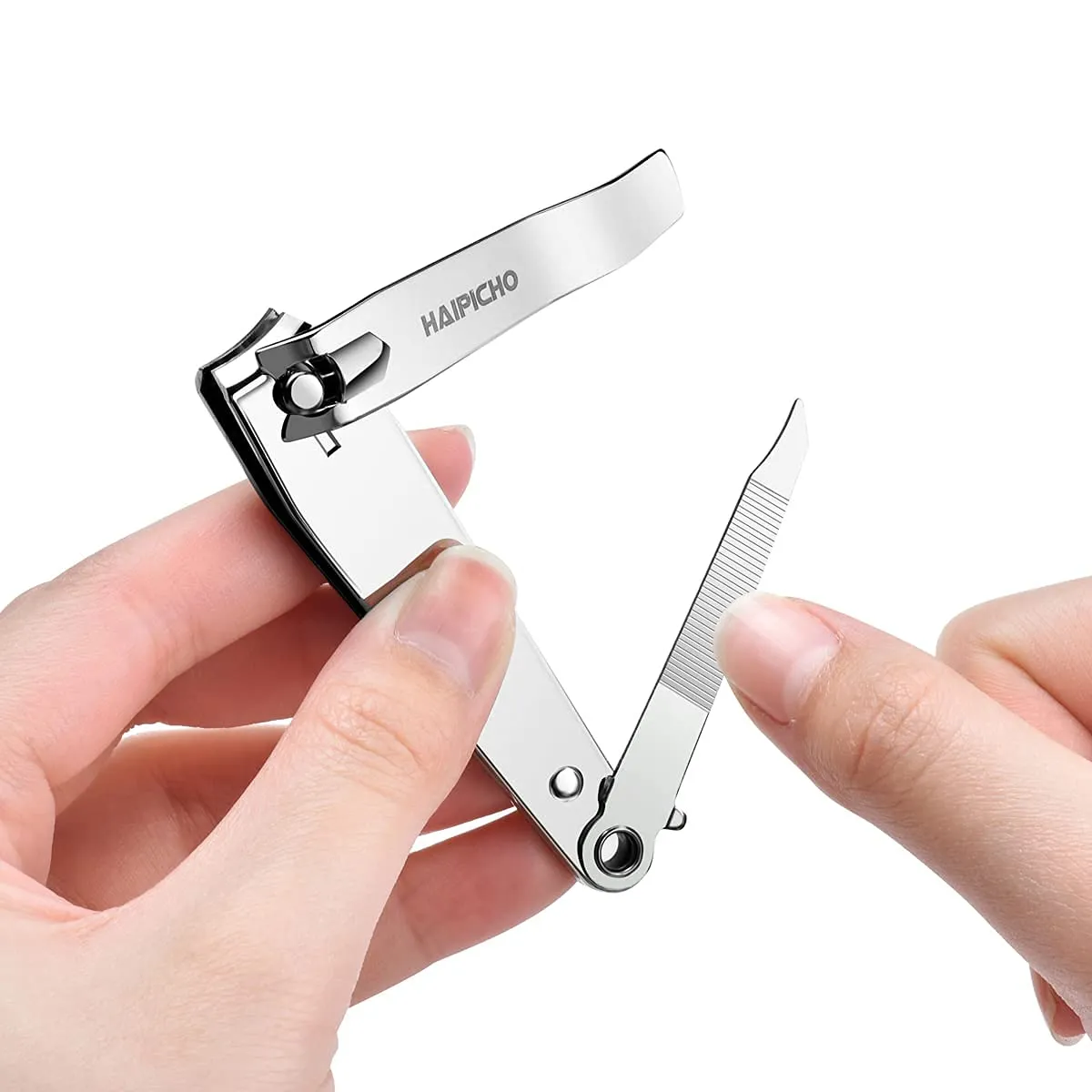 2 Pack Curved Blades Nail Clippers, Thick Fingernail Toenail Trimmer with Effortless Handle and Integrated File Silver 2pk