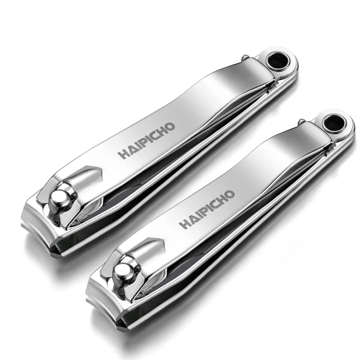 2 Pack Curved Blades Nail Clippers, Thick Fingernail Toenail Trimmer with Effortless Handle and Integrated File Silver 2pk