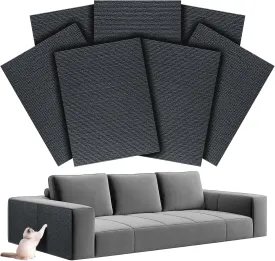 7-Pack Cat Scratch Couch Furniture Protector (Dark Gray),Pre-Cut, 11.81" x 15.74" Each, Self-Adhesive Cat Scratch Pads, Durable Cat Scratching Carpet Mat for Sofa, Wall, Door, and Cat Tree Replacement