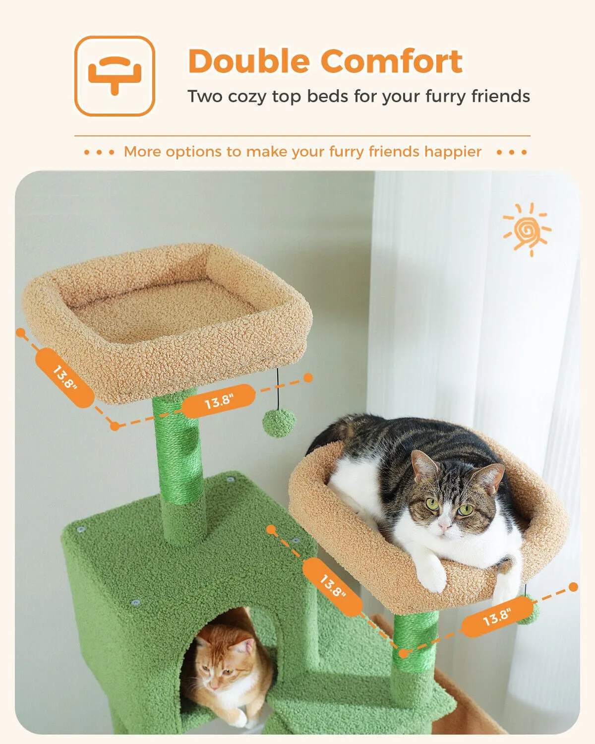 70.9" Multilevel Cat Scratching Tree with Condo's
