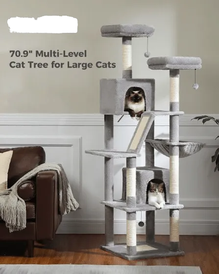 70.9" Multilevel Cat Scratching Tree with Condo's