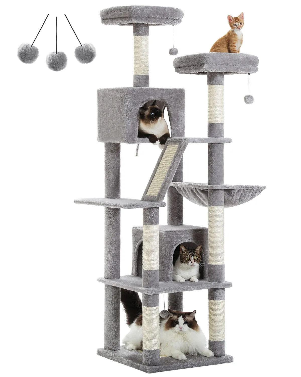 70.9" Multilevel Cat Scratching Tree with Condo's