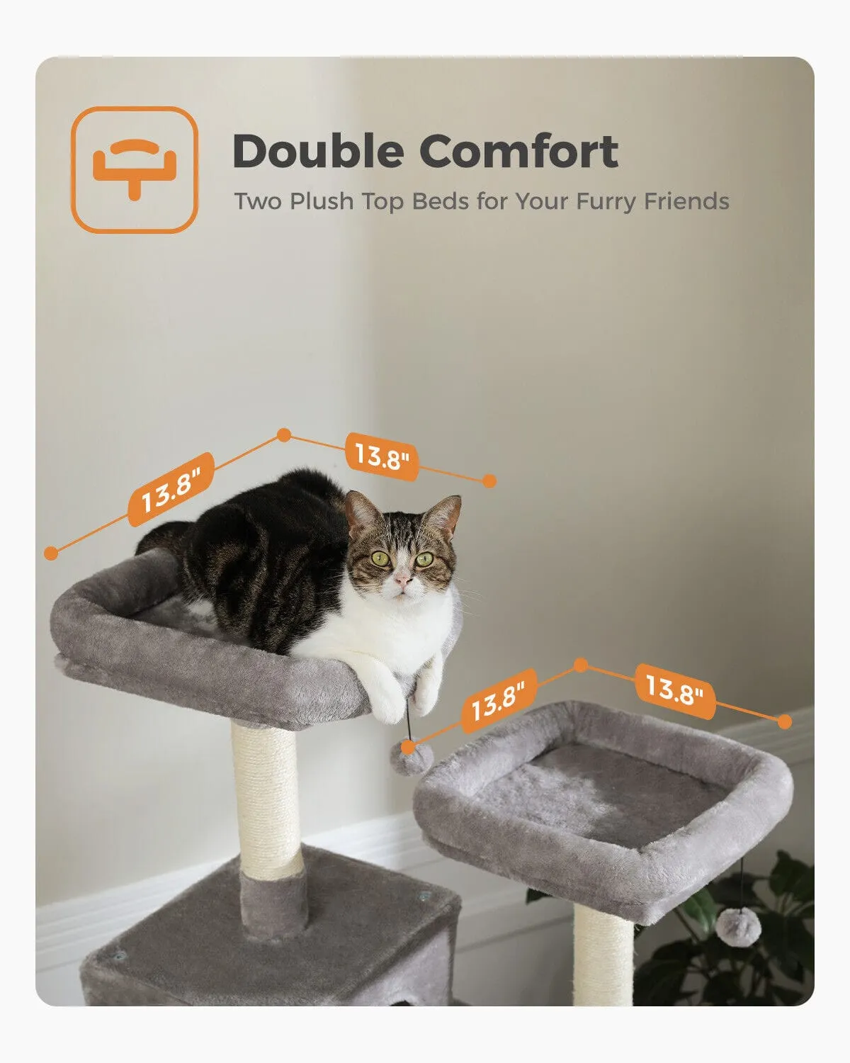 70.9" Multilevel Cat Scratching Tree with Condo's