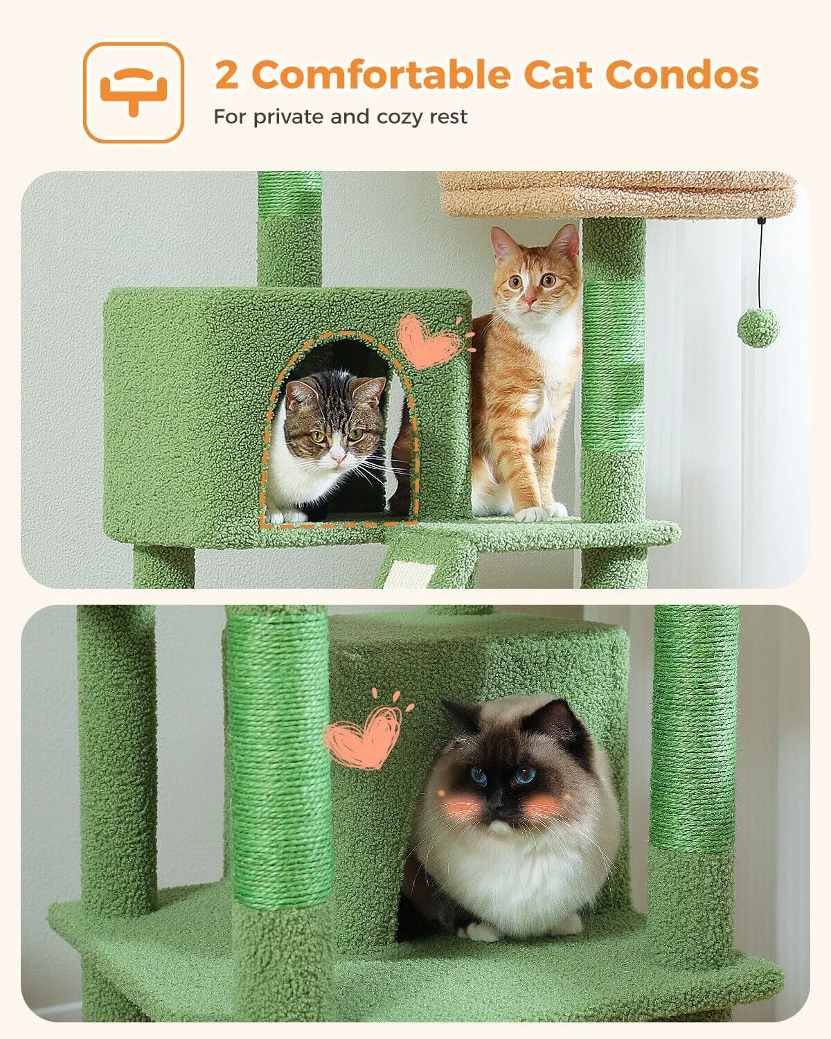 70.9" Multilevel Cat Scratching Tree with Condo's