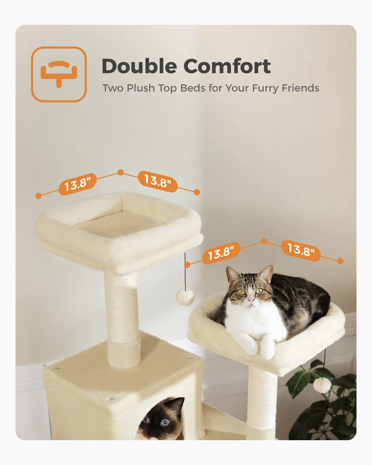 70.9" Multilevel Cat Scratching Tree with Condo's