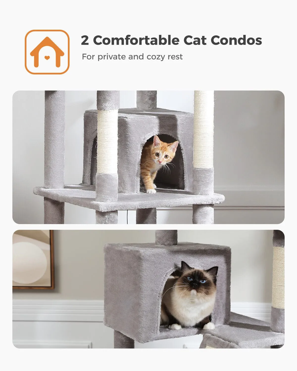 70.9" Multilevel Cat Scratching Tree with Condo's