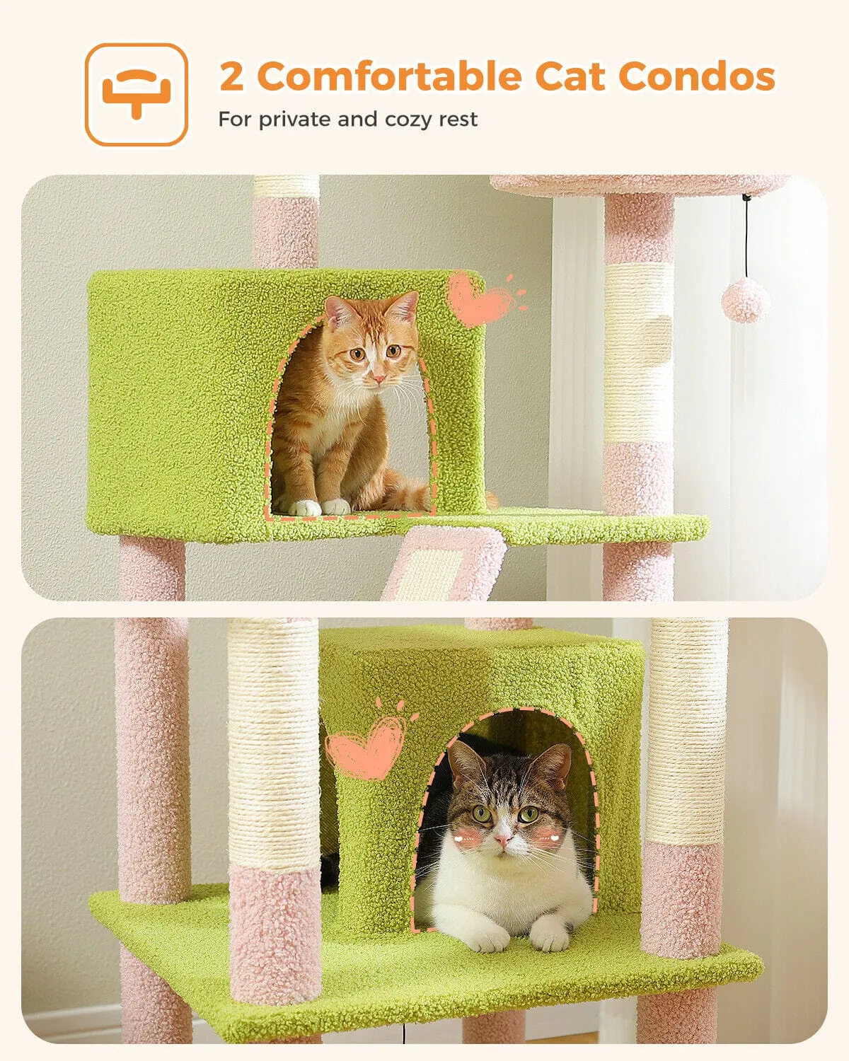 70.9" Multilevel Cat Scratching Tree with Condo's