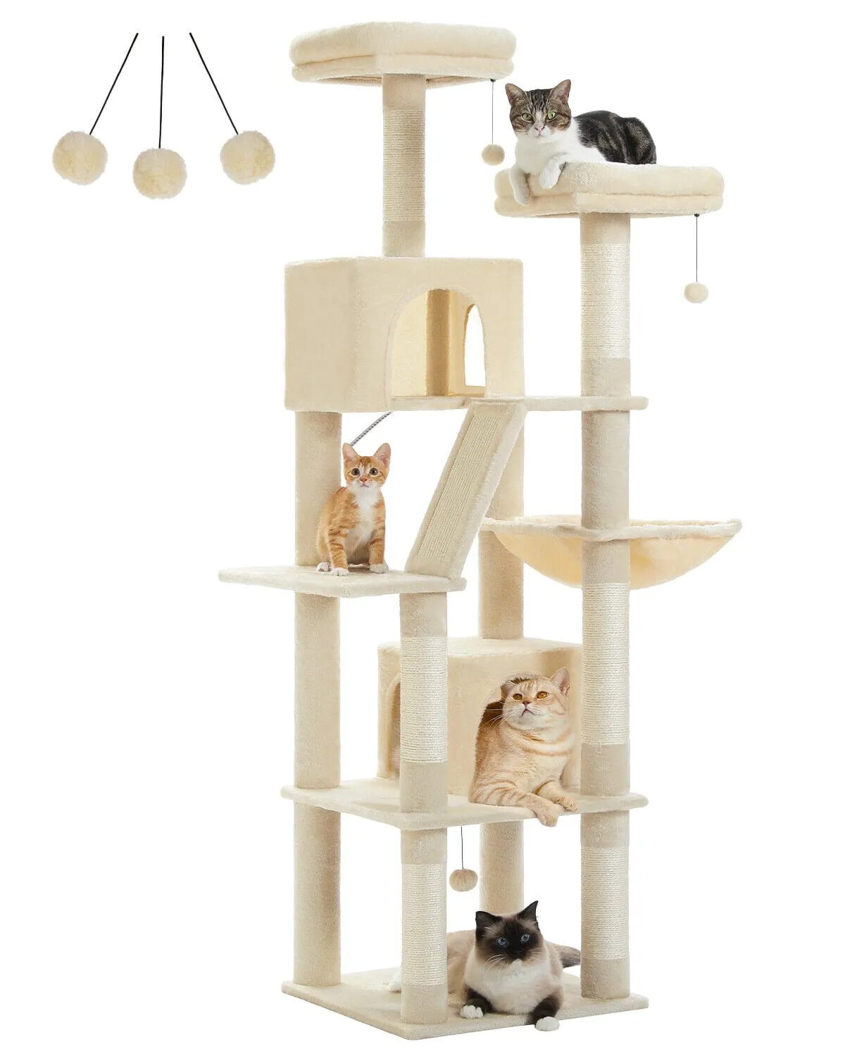 70.9" Multilevel Cat Scratching Tree with Condo's