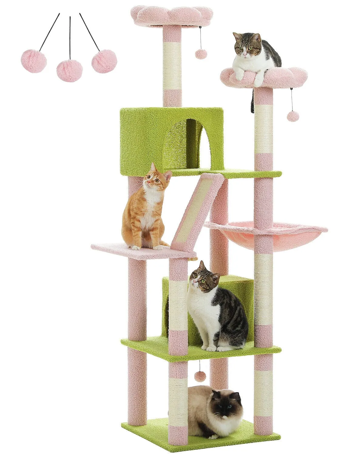 70.9" Multilevel Cat Scratching Tree with Condo's