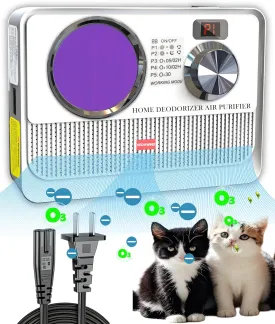 Air Purifiers for Home, 3-in-1 with Ozone, Ionizers & U Light  Safe for Pets & Bedrooms | Clean Smoke, Odors, Dust, PM2.5 | Quiet Plug-in Fresheners,Cat Litter Box Deodorizer,Filterless