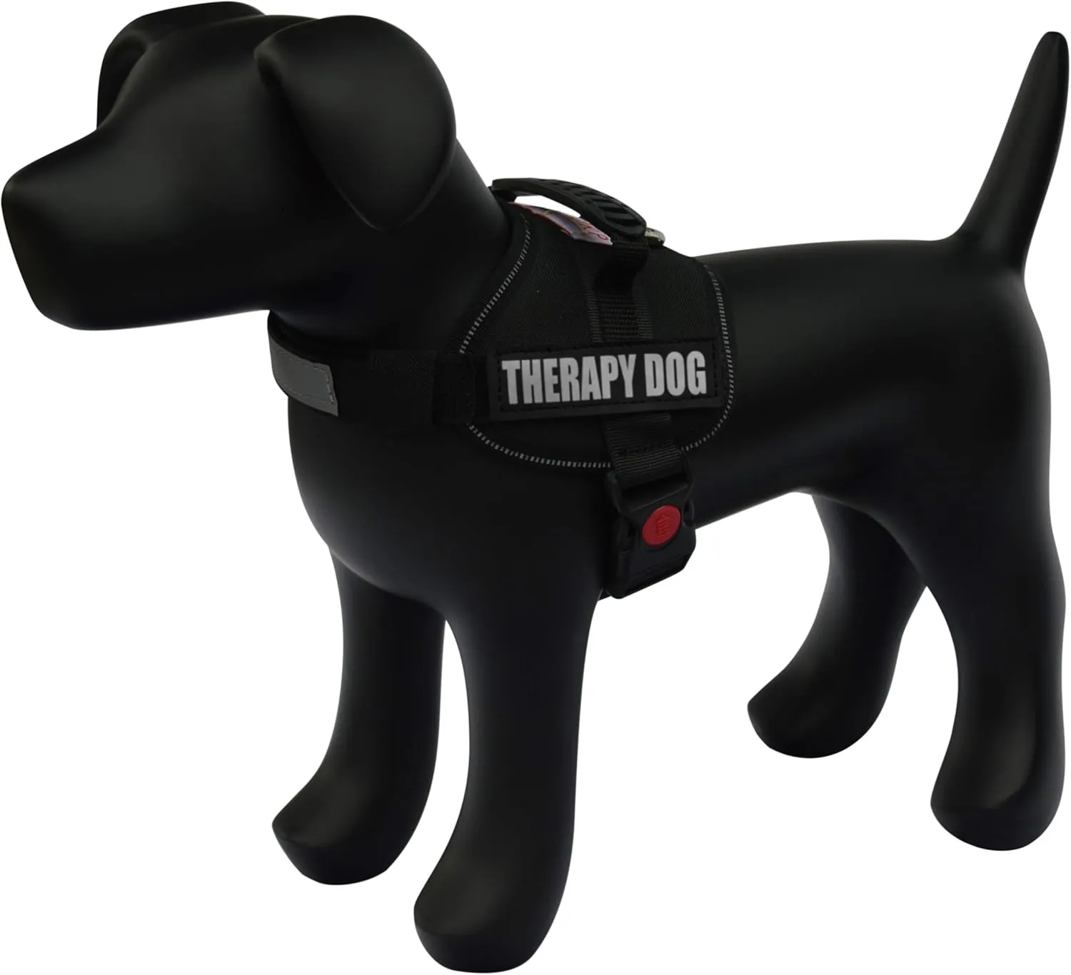 Albcorp Reflective Therapy Dog Vest Harness, Woven Nylon, Adjustable Service Animal Jacket, with 2 Hook and Loop Therapy Dog Removable Patches. Black, Small