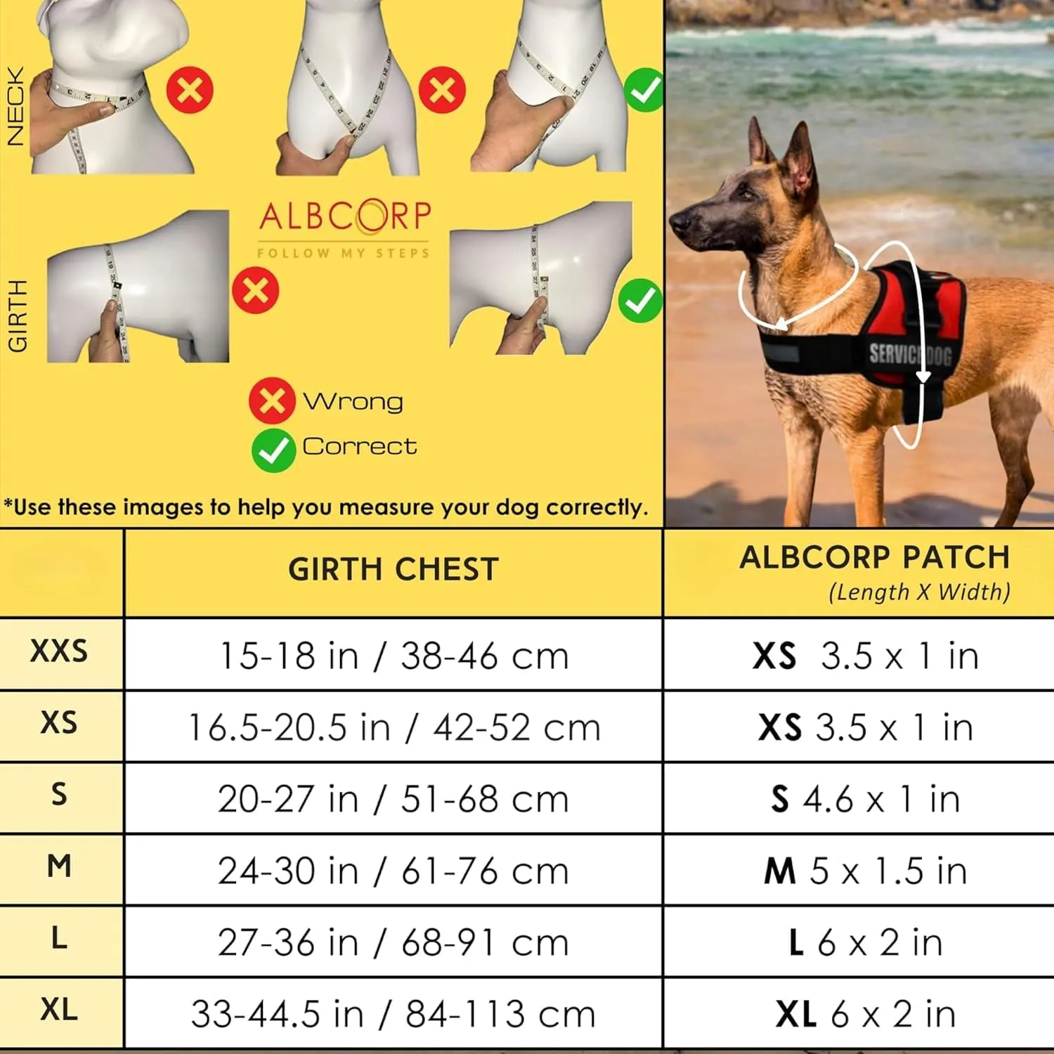 Albcorp Reflective Therapy Dog Vest Harness, Woven Nylon, Adjustable Service Animal Jacket, with 2 Hook and Loop Therapy Dog Removable Patches. Black, Small