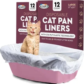 Alfapet Cat Litter box liner Disposable, Elastic Liners- 24-count-For Medium and Large, Size Litter Pans- With Sta-Put Technology for Firm, Easy Fit- Quick   Clever Waste Cleaners