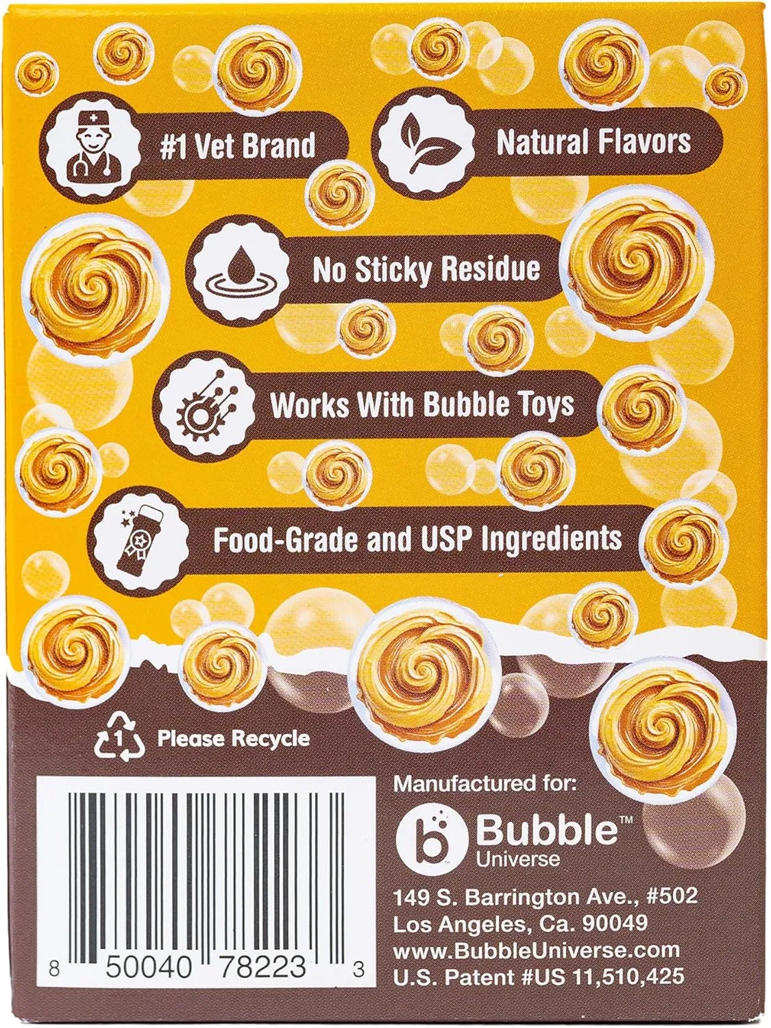 Bubble Treats Peanut Butter Swirl Pet Bubbles (2.5 Fl Oz, 4-Pack), Lickable Bubbles for Kids and Pets - Natural Peanut Butter Flavor, Great for Bubble Machines, Bubble Toys & Interactive Play