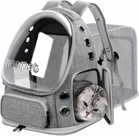 Cat Bubble Backpack Breathable Large Space Cat Carrier Backpack for Kitty Small Dog, Transparent Cat Travel Backpack Up to 20 lbs, Foldable Airline Approved Pet Backpack (Grey)