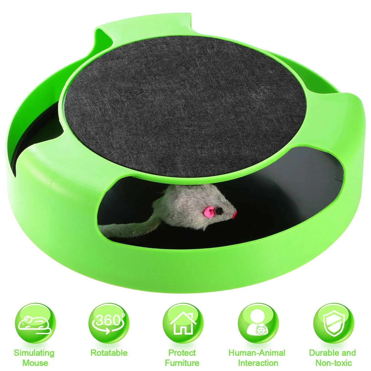 Cat Interactive Scratching Toy with Rotating Running Mouse