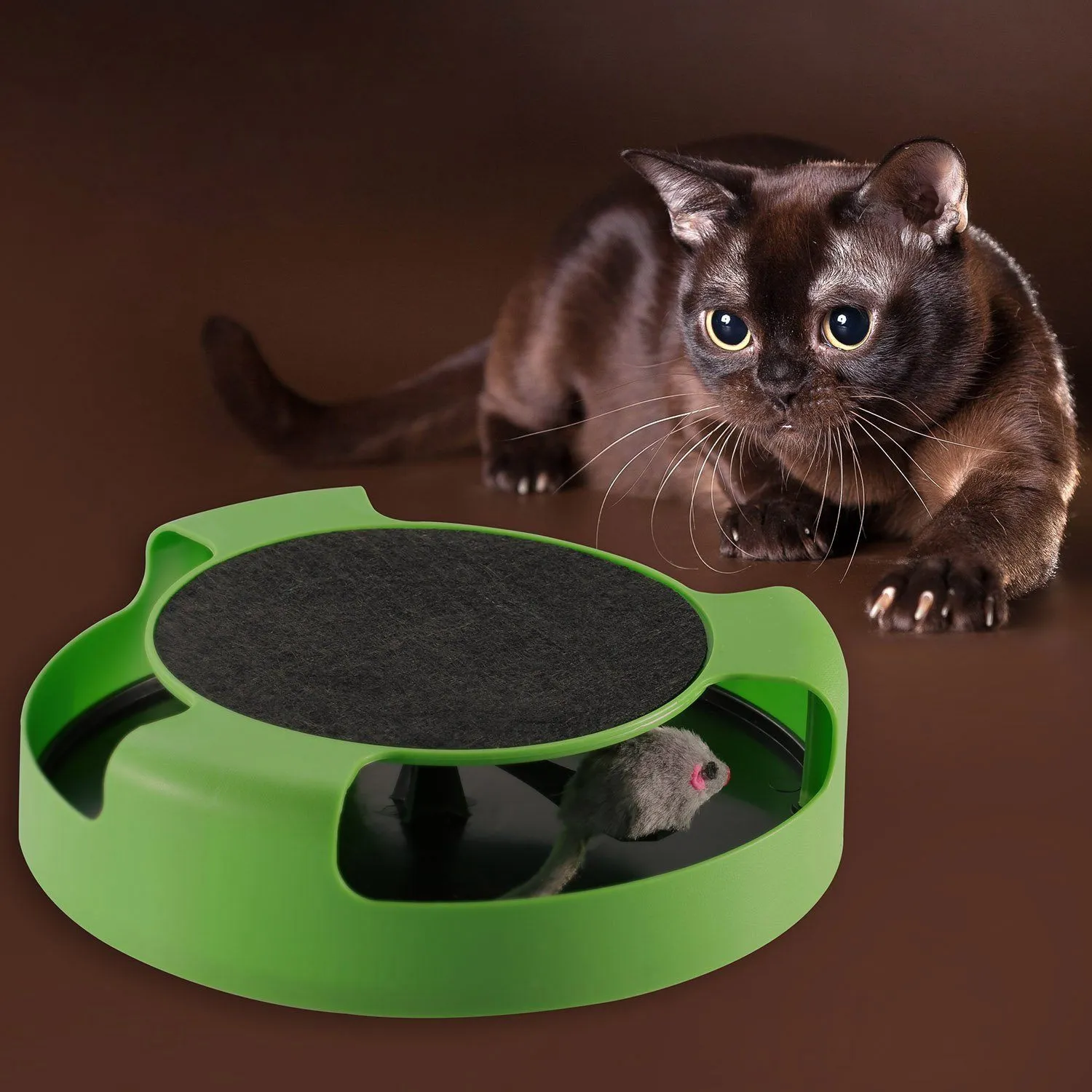 Cat Interactive Scratching Toy with Rotating Running Mouse
