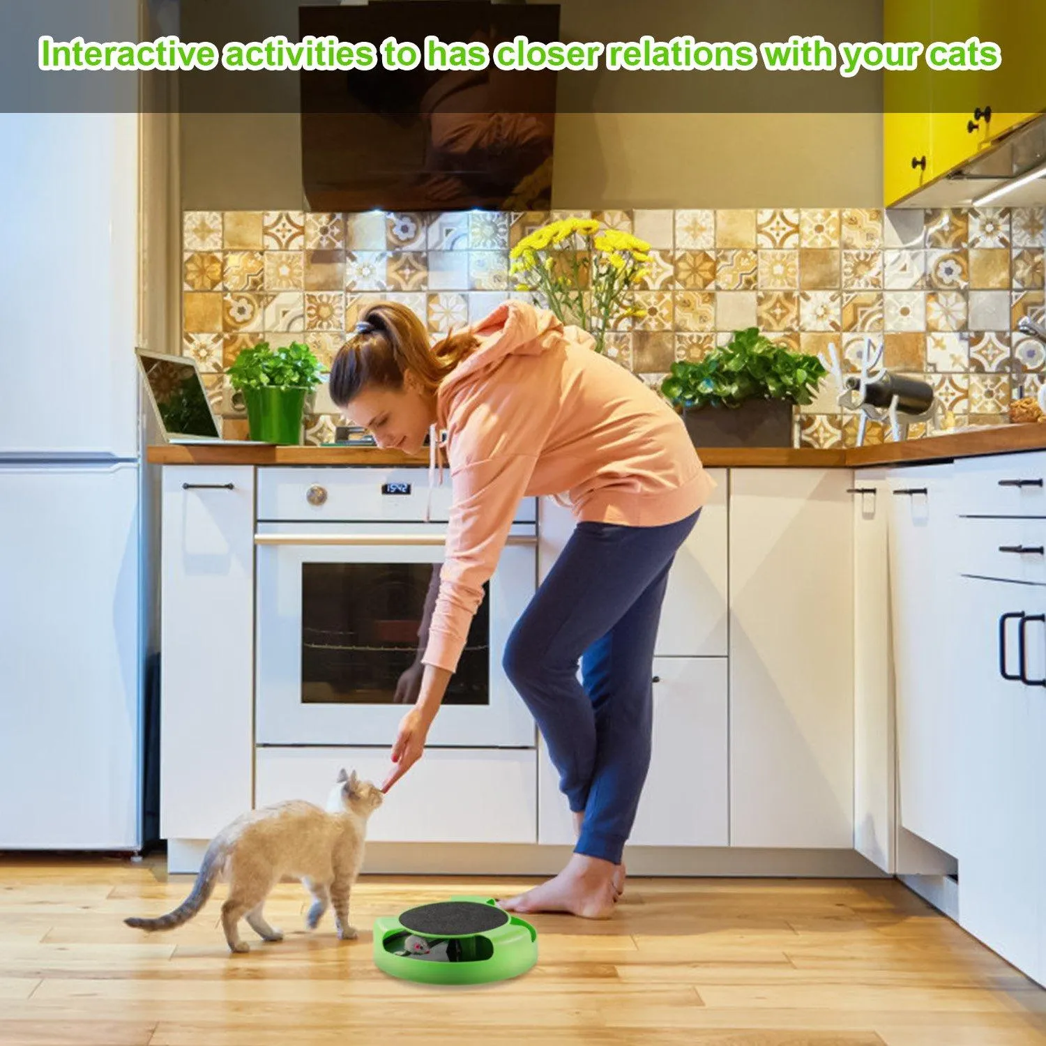 Cat Interactive Scratching Toy with Rotating Running Mouse