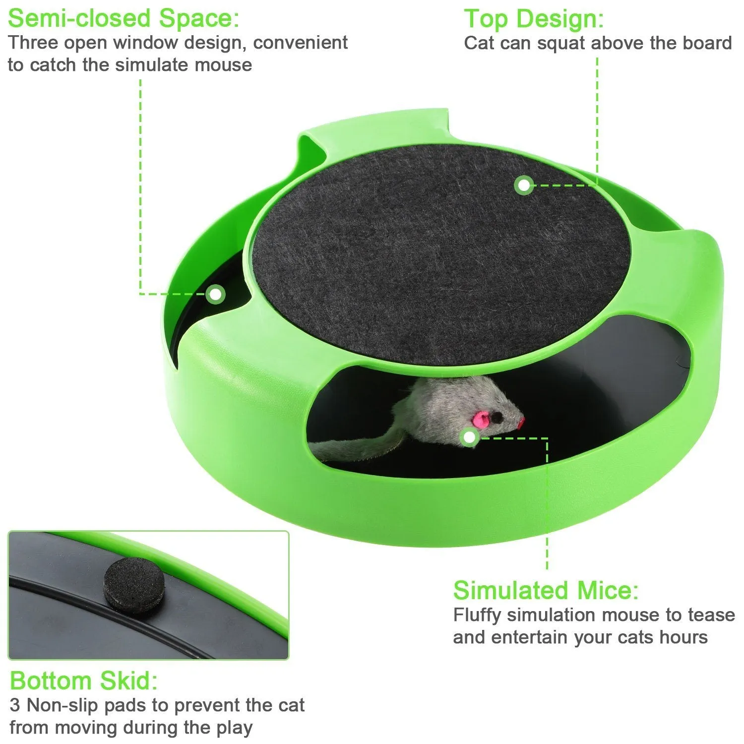 Cat Interactive Scratching Toy with Rotating Running Mouse