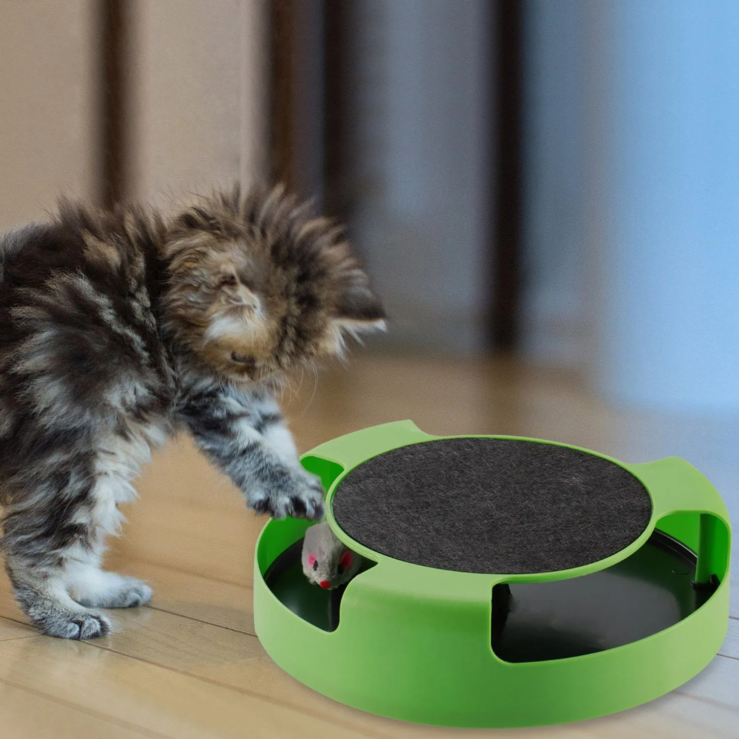 Cat Interactive Scratching Toy with Rotating Running Mouse