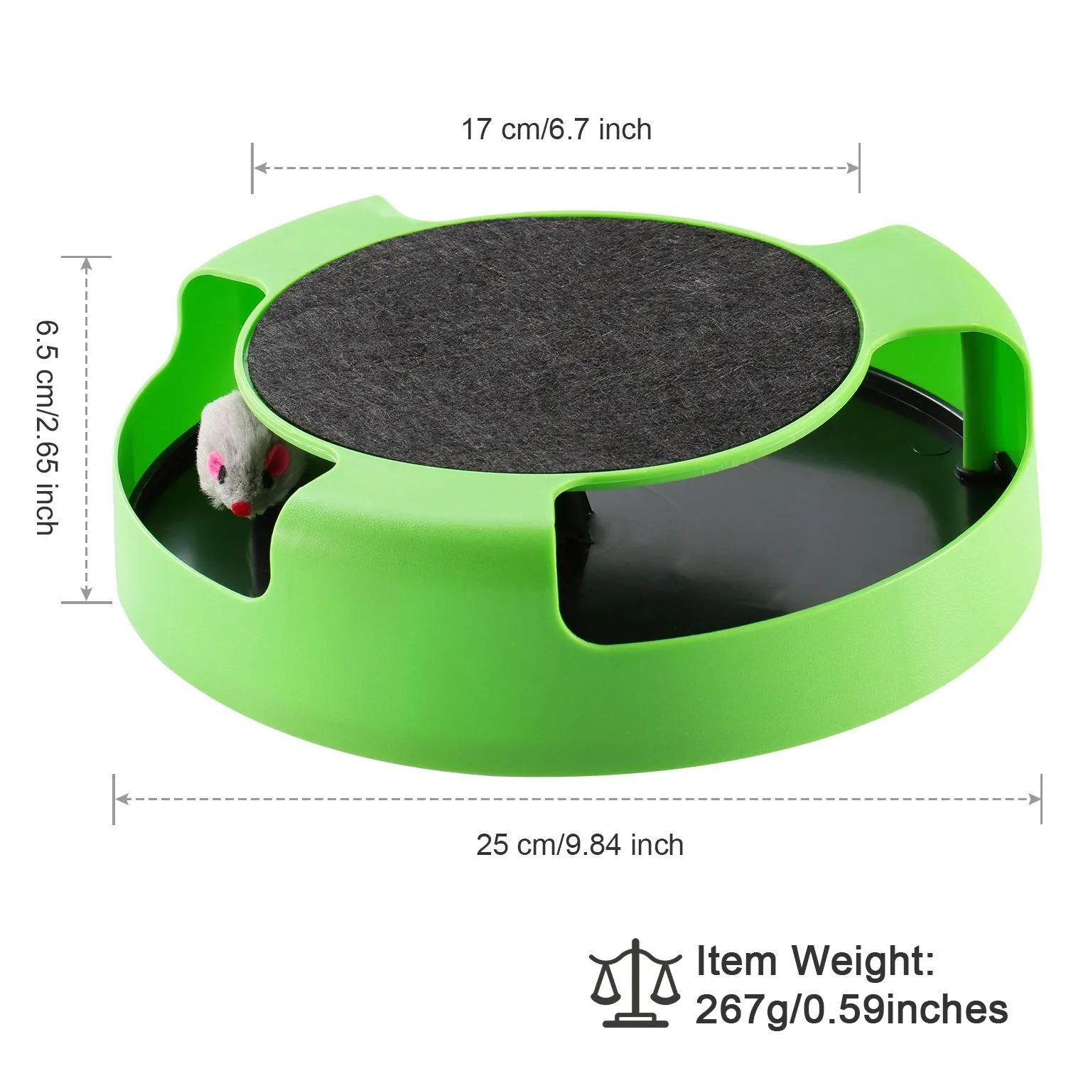 Cat Interactive Scratching Toy with Rotating Running Mouse