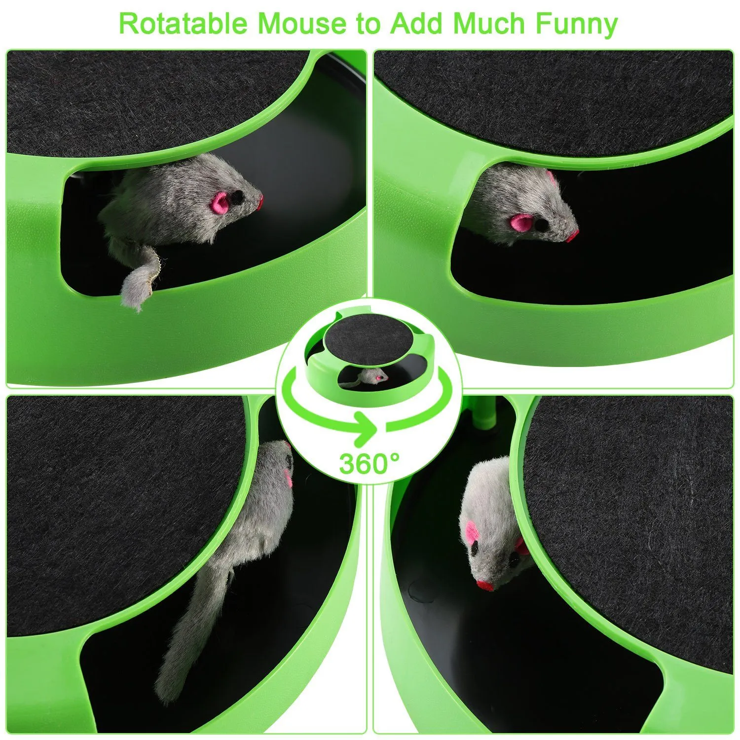 Cat Interactive Scratching Toy with Rotating Running Mouse