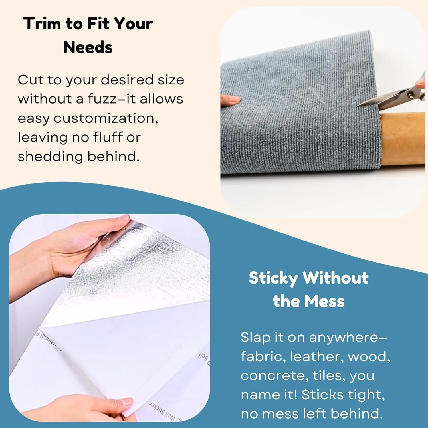 Cat Scratch Mat (3 Pack), 23.6 x 11.8 Cat Wall Stracther, Versatile Self-Adhesive Replacement Easy Use for Cat Trees Wall Furniture, Scratching Posts, and Couch Protection (Grey)