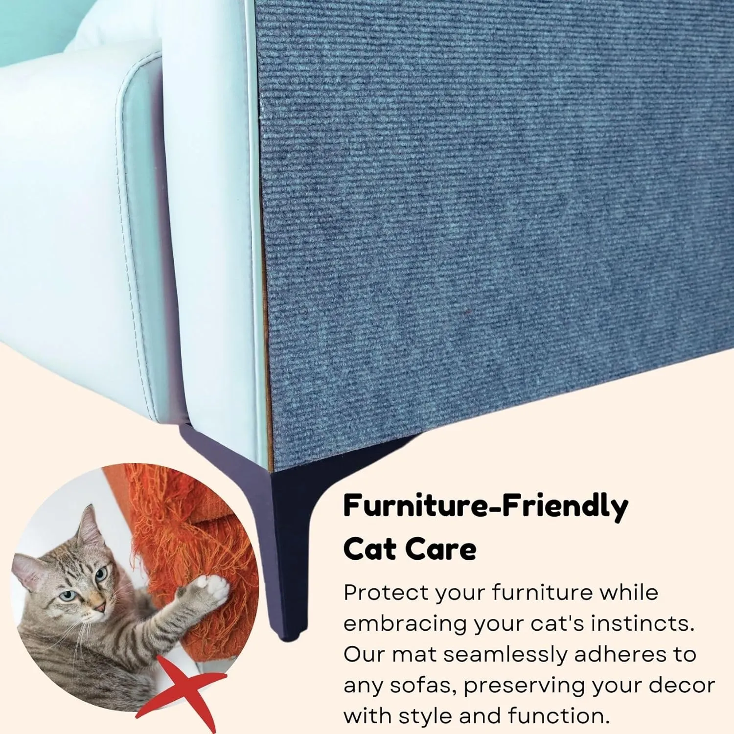 Cat Scratch Mat (3 Pack), 23.6 x 11.8 Cat Wall Stracther, Versatile Self-Adhesive Replacement Easy Use for Cat Trees Wall Furniture, Scratching Posts, and Couch Protection (Grey)