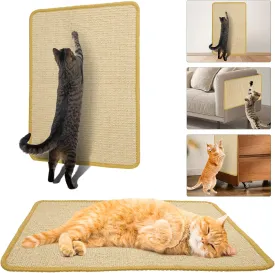 Cat Scratcher Mat, Natural Sisal Cat Scratch Pad, 23.6 X 15.7 Inch Horizontal Floor Beige Scratching Pads Rug for Indoor Cats, Furniture Protector for Couch, Carpets & Sofas, Grinding Claws Nails