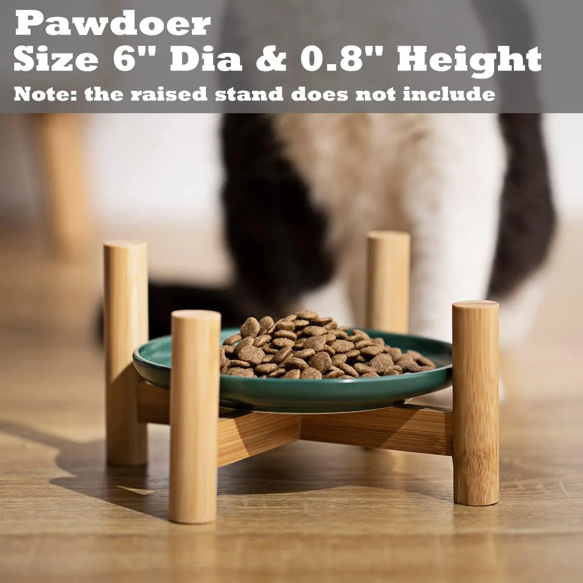 Ceramic Shallow Cat Dish 6 inch, Whisker Fatigue Free Cat Food Bowls, Wide and Small Pet Plate for Kitten and Kitty, Short Legged Munchkin Cat