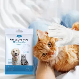 Coldcool 6 PCS Pet Bathing Wipes for Dogs and Cats, Cleaning Deodorizing Grooming Gloves, Wipes Gloves for Dog and Cat Fur Face, Ear, Eye, Paws Cleaning Wipes Pet Wash Free Gloves