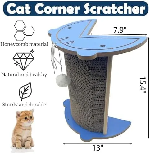 Corner Vertical Kitty Scratch Board with Hanging Ball