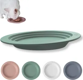 EcoLeo Whisker Friendly Cat Dish for Food, 3rd Party Certified Non-Toxic Silicone, Anti Whisker Fatigue, Low Profile, Shallow, Non Slip, Cat Dog Kitten Feeding Dish_Green