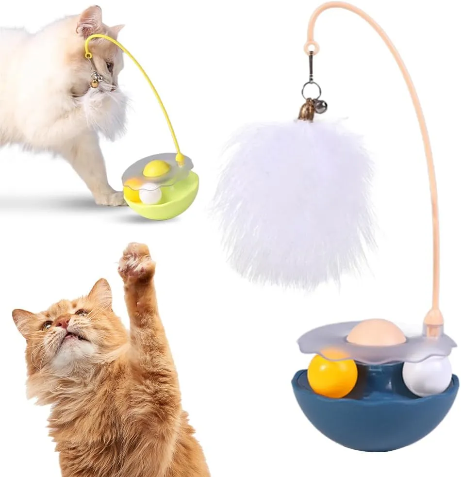Interactive Cat Feather Toys, 2025 New Automatic Interactive Cat Toys for Indoor Cats Exercise Feather Toy for All Breeds (Blue)