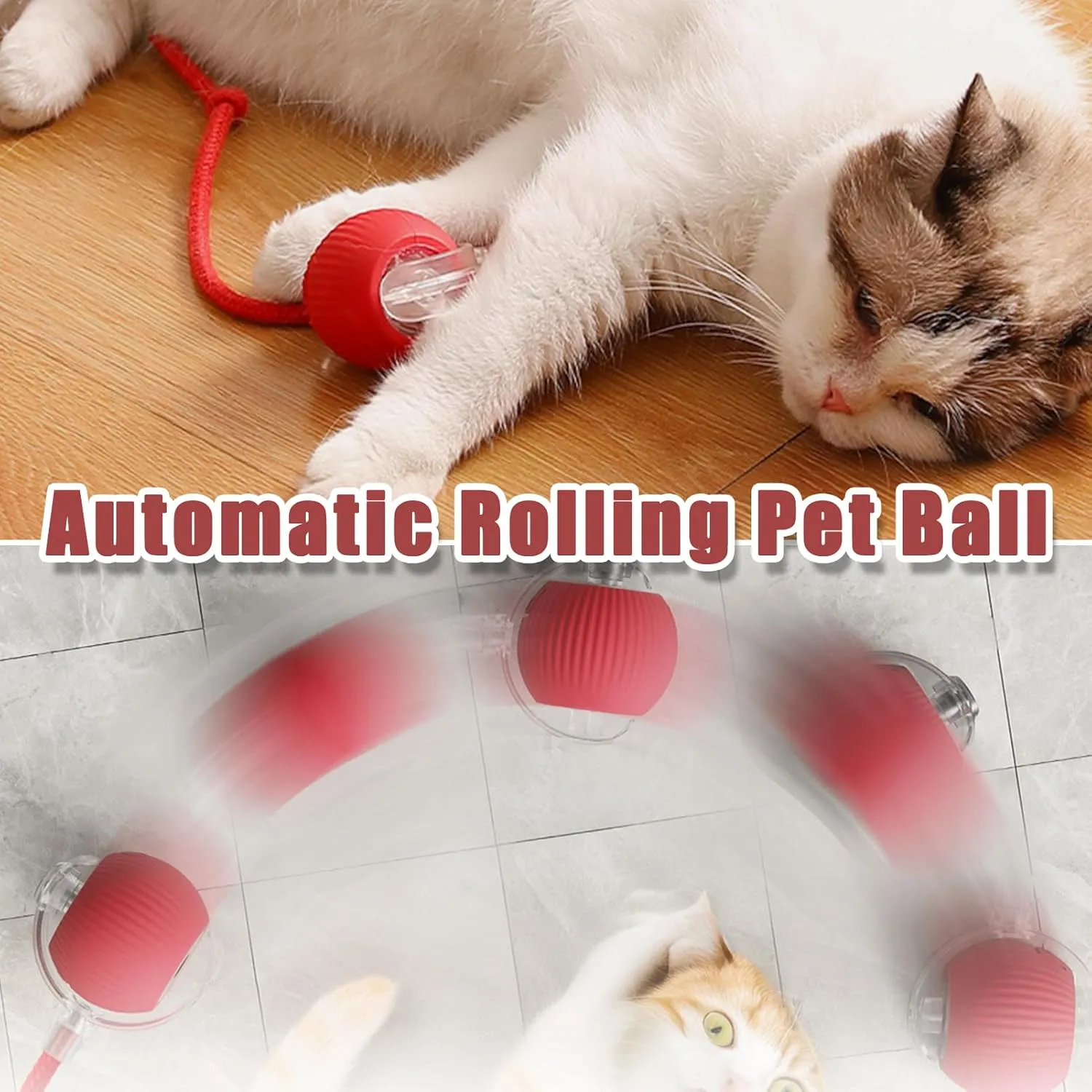 Interactive Rolling Cat Ball, 2025 Upgraded Automatic Cat Ball Dog Toy, Interactive Cat Toy Ball, Automatic Cat Toy Self Moving Cat Toy Interactive Cat Ball for Bored Indoor Cats Dogs (Pink)