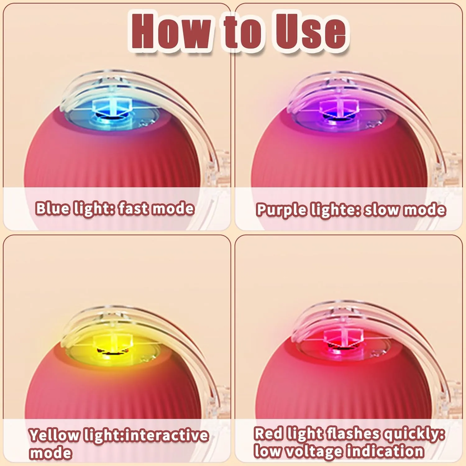 Interactive Rolling Cat Ball, 2025 Upgraded Automatic Cat Ball Dog Toy, Interactive Cat Toy Ball, Automatic Cat Toy Self Moving Cat Toy Interactive Cat Ball for Bored Indoor Cats Dogs (Pink)