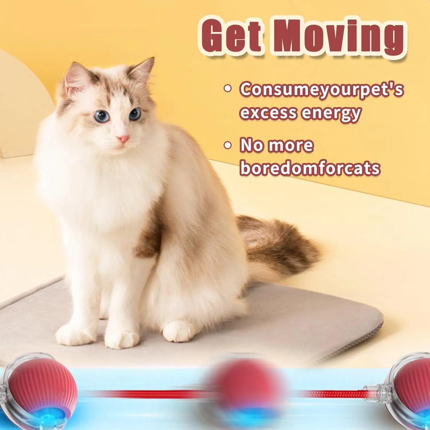 Interactive Rolling Cat Ball, 2025 Upgraded Automatic Cat Ball Dog Toy, Interactive Cat Toy Ball, Automatic Cat Toy Self Moving Cat Toy Interactive Cat Ball for Bored Indoor Cats Dogs (Pink)