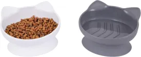 Kitty City Raised Cat Ear Bowls, Large Slow Eat Bowls 2pk (Modern)
