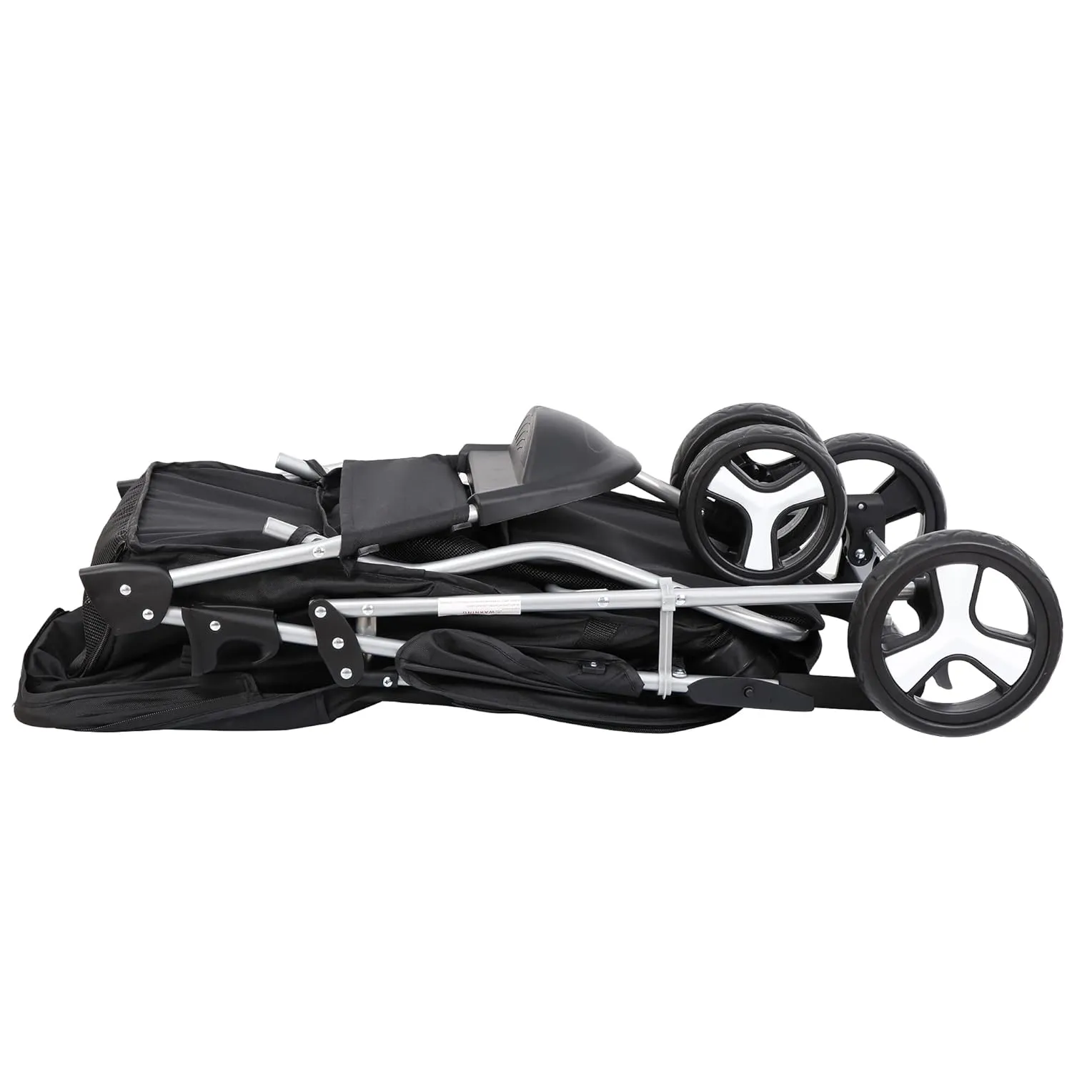 LEMY Foldable Pet Puppies Stroller for Cats and Dogs, 3 Wheels Travel Pet Carrier w/Weather Cover, Storage Basket and Cup Holder, Black