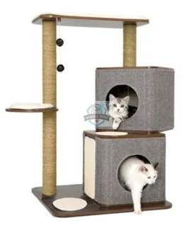 Lulu’s World Lu-Cubox Twin Base Cat Furniture Oak Color