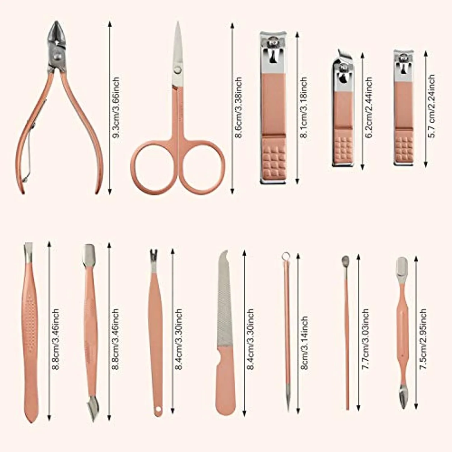 Manicure Set,Pedicure Kit Nail Scissors Stainless Steel Professional Toenails Cuticle Cutter Clipper Fingernails Grooming Kit with Pink Leather Travel Case (12pcs Pink)