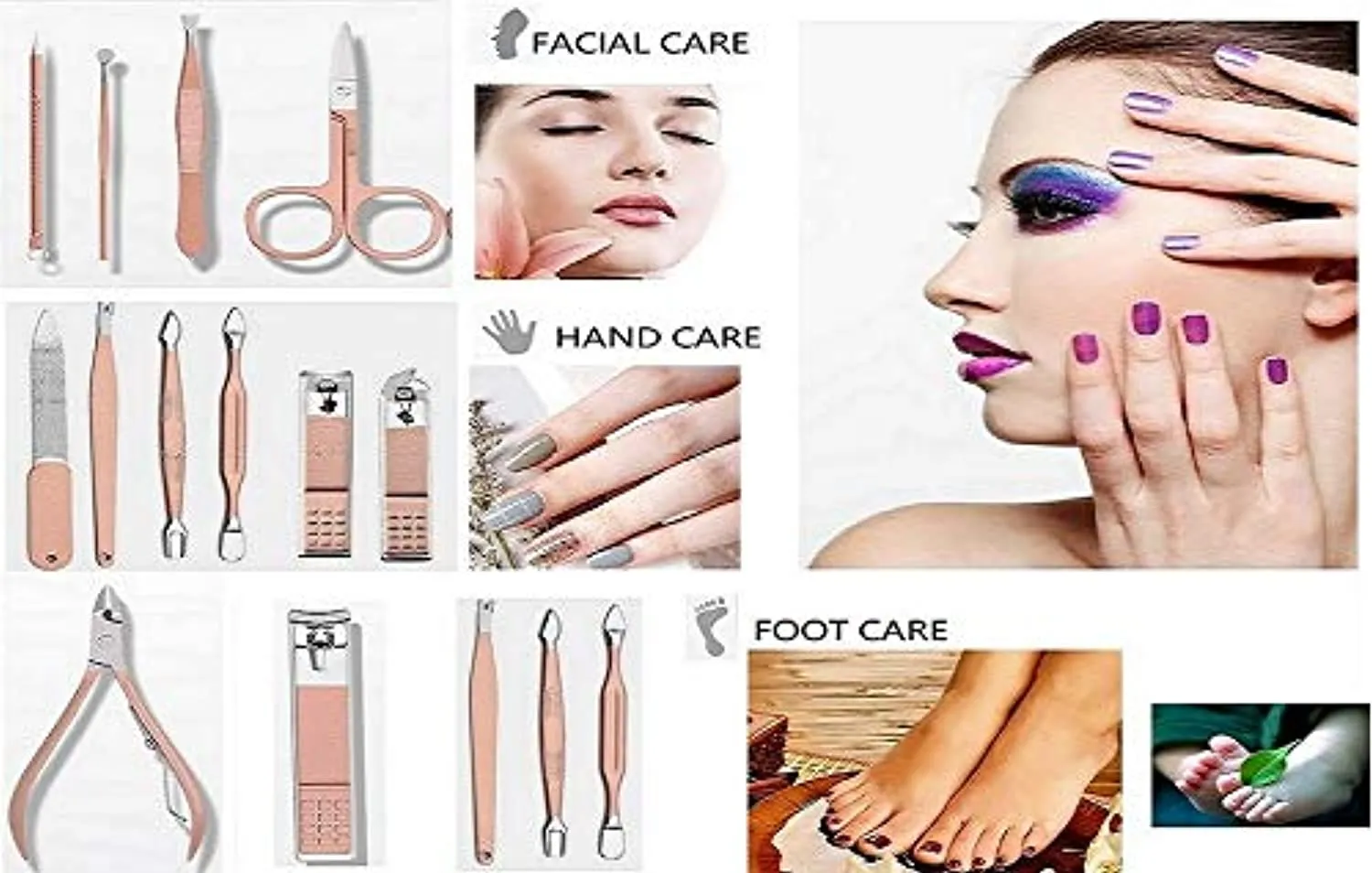 Manicure Set,Pedicure Kit Nail Scissors Stainless Steel Professional Toenails Cuticle Cutter Clipper Fingernails Grooming Kit with Pink Leather Travel Case (12pcs Pink)