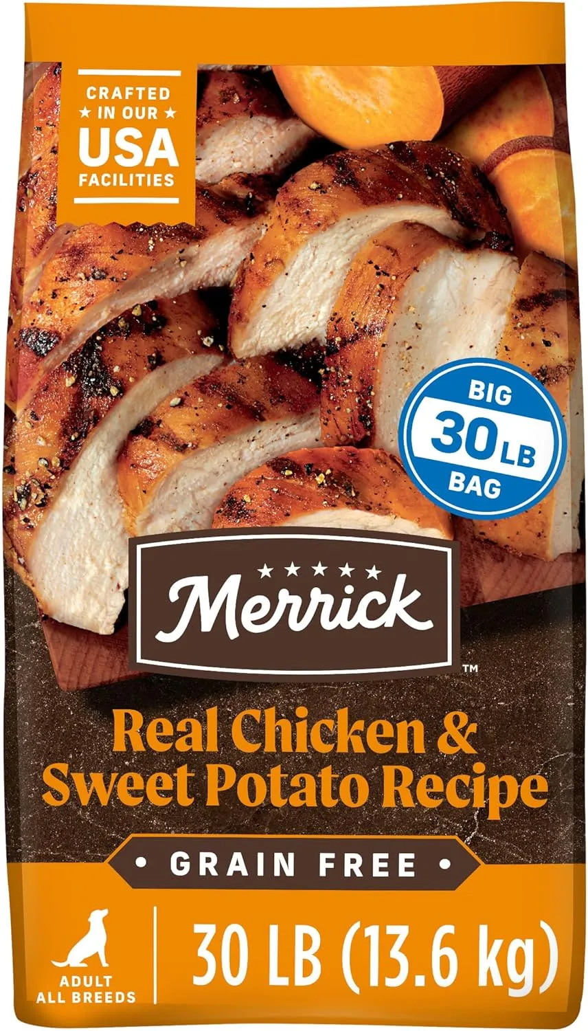 Merrick Premium Grain Free Dry Adult Dog Food, Wholesome And Natural Kibble With Real Chicken And Sweet Potato - 30.0 lb. Bag