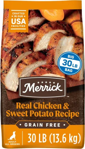 Merrick Premium Grain Free Dry Adult Dog Food, Wholesome And Natural Kibble With Real Chicken And Sweet Potato - 30.0 lb. Bag