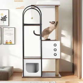 Multi-Level Cat Condo with Caves, Scratching Posts, Perch and Toy