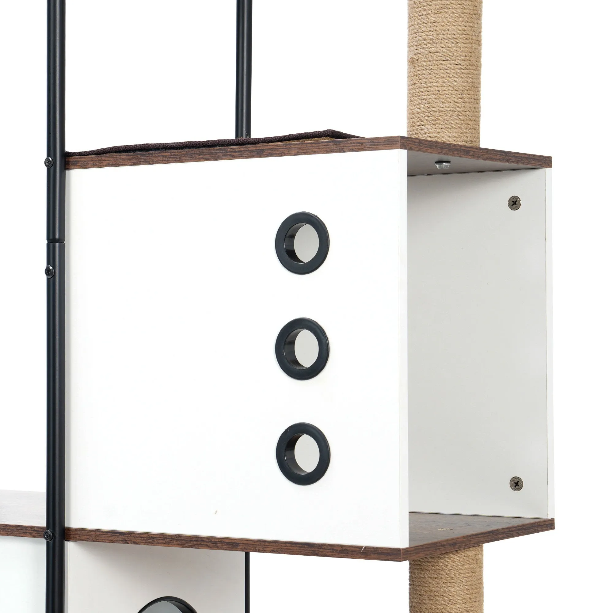 Multi-Level Cat Condo with Caves, Scratching Posts, Perch and Toy