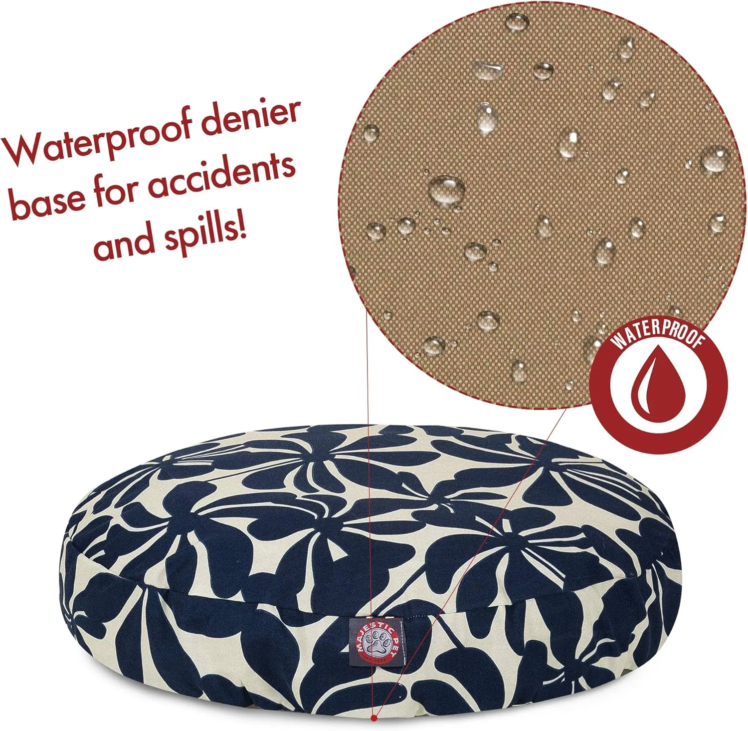 Navy Blue Plantation Large Round Indoor Outdoor Pet Dog Bed With Removable Washable Cover By Majestic Pet Products